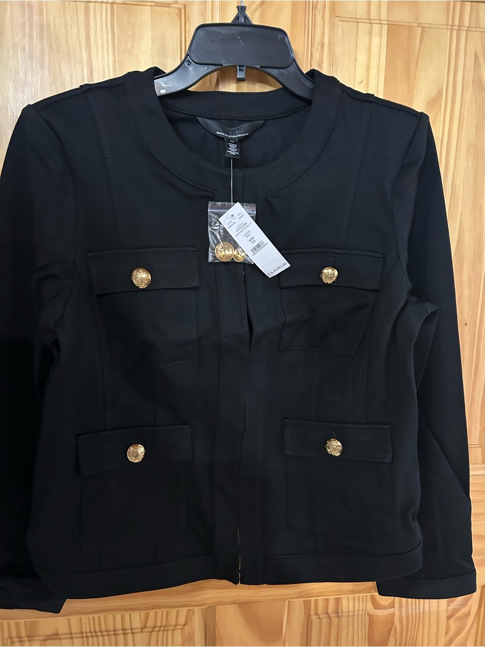White House Black Market Black Gold-Button Pocket Jacket